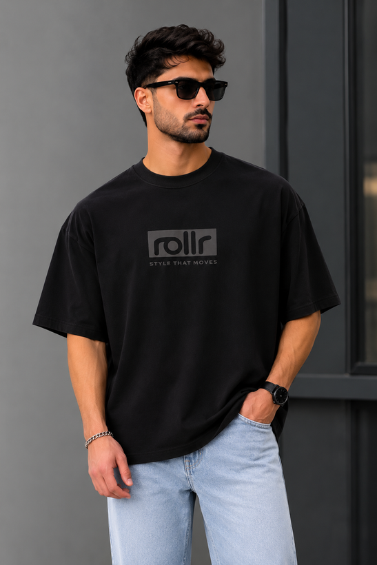 تیشرت مردانه یقه گرد اورسایز طرح ROLLR