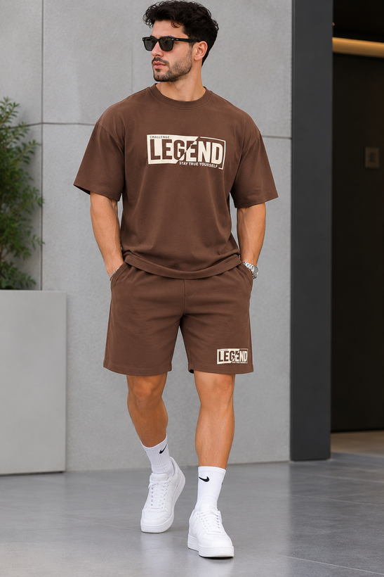 ست تیشرت شلوارک مردانه اورسایز طرح LEGEND