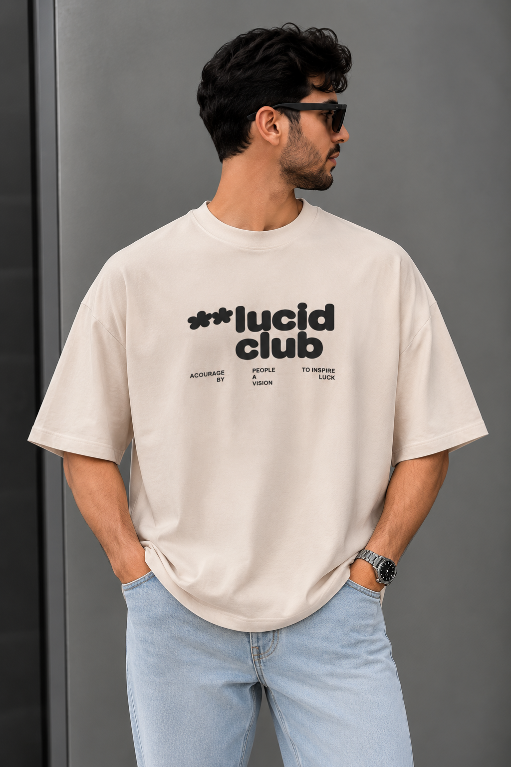 تیشرت مردانه یقه گرد اور سایز طرح LUCID