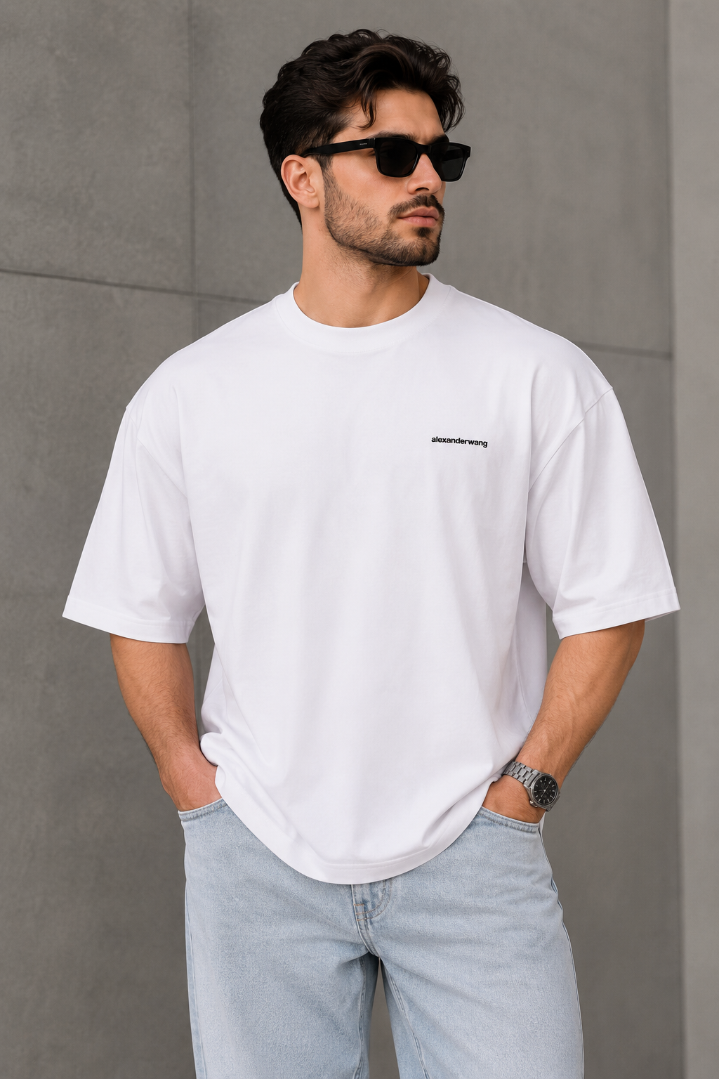 تیشرت مردانه یقه گرد اورسایز مینیمال پارچه ماکان alexander