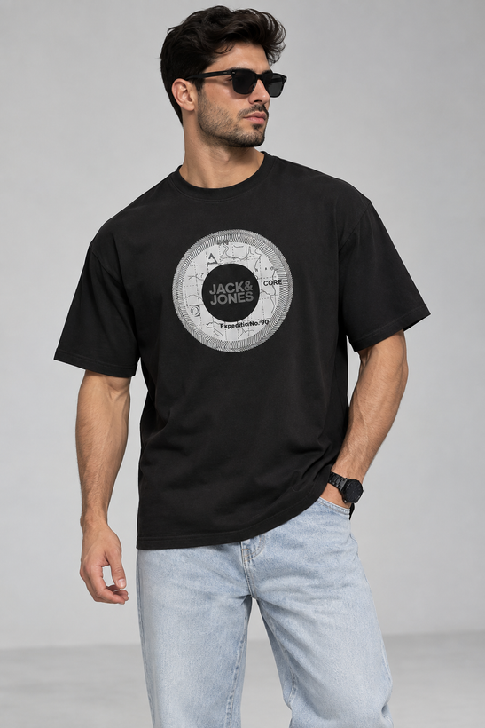 تیشرت مردانه یقه گرد چاپ برجسته طرح JACK&JONES