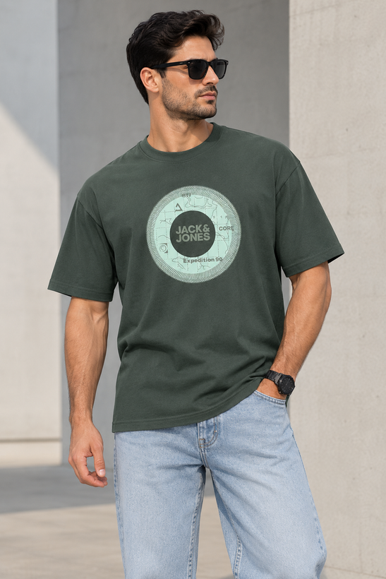 تیشرت مردانه یقه گرد چاپ برجسته طرح JACK&JONES