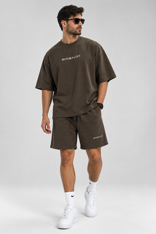 ست تیشرت شلوارک مردانه اورسایز طرح Minimalist