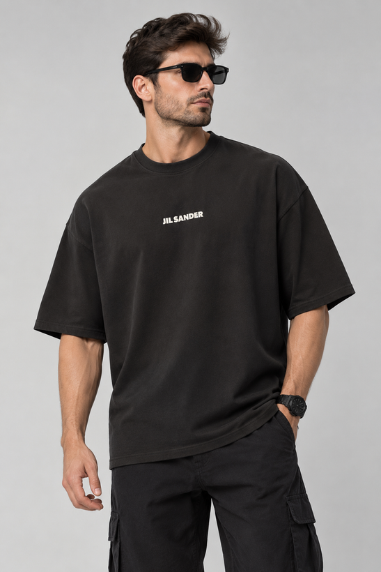 تیشرت مردانه یقه گرد اورسایز دونخ طرح jil sander
