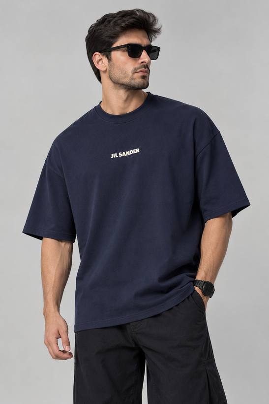تیشرت مردانه یقه گرد اورسایز دونخ طرح jil sander